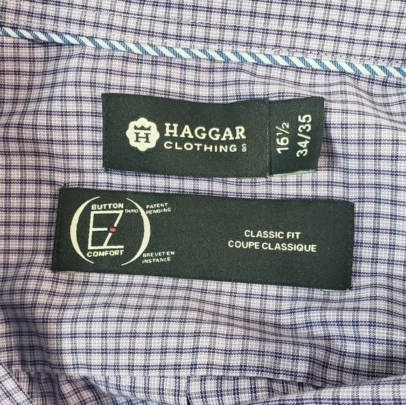 Haggar Purple Checked Collared Button Up - Picture 5 of 8